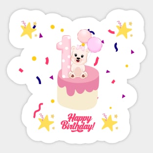 Happy birthday, child, child's year, child's birthday, first year of life, baby, little child Sticker